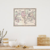  kaart van de wereld (1864) poster (Keuken)