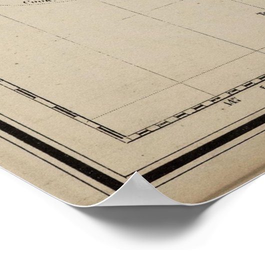  kaart van de wereld (1869) poster (Hoek)