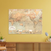  kaart van de wereld (1870) canvas afdruk (Insitu (Woonkamer))