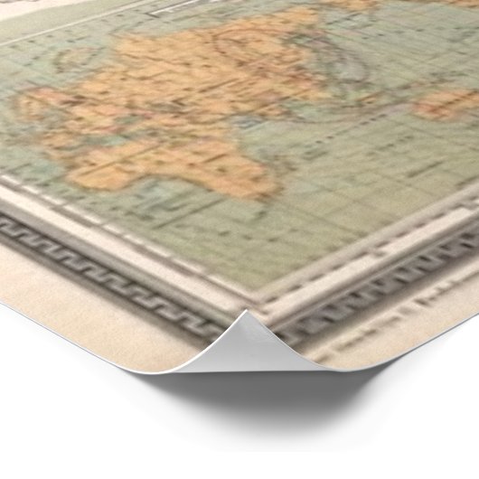  kaart van de wereld (1870) poster (Hoek)