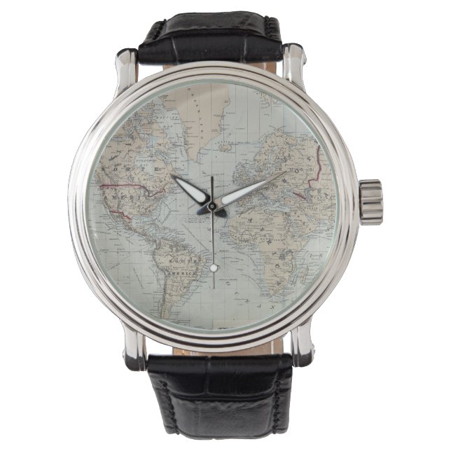  kaart van de wereld (1875) horloge (Voorkant)