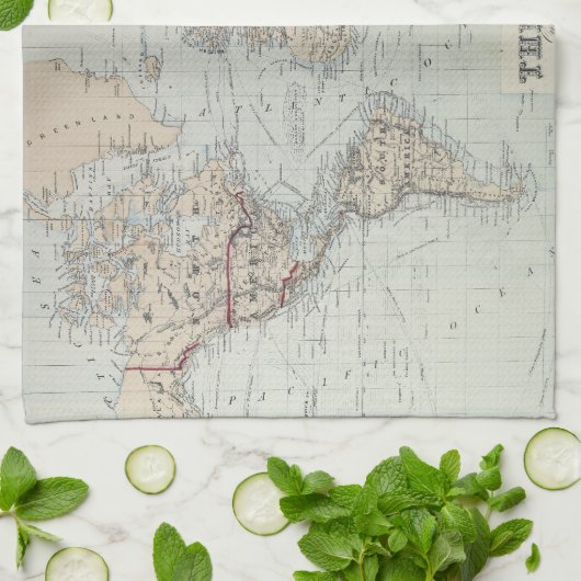  kaart van de wereld (1875) theedoek (Gevouwen)