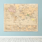 kaart van de wereld (1880) canvas afdruk (Insitu (Houten vloer))