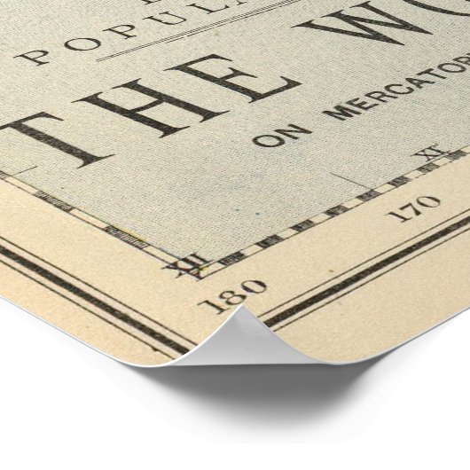 kaart van de wereld (1883) poster (Hoek)