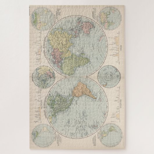 kaart van de wereld (1892) legpuzzel (Verticaal)
