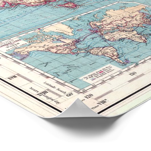  kaart van de wereld (1897) poster (Hoek)