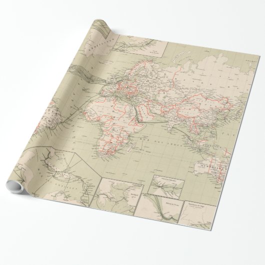  kaart van de wereld (1898) cadeaupapier (Uitgerold)