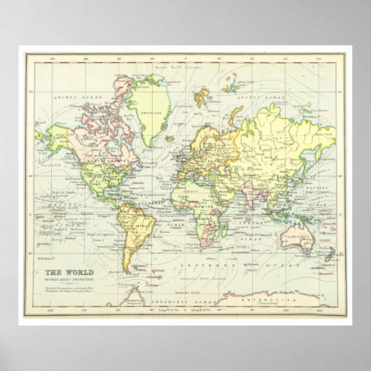  kaart van de wereld (1899) poster (Voorkant)