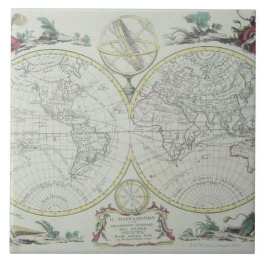 Kaart van de wereld 18 tegeltje (Voorkant)