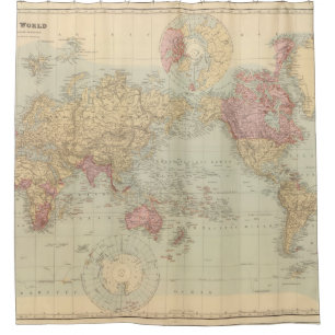 kaart van de wereld (1901) douchegordijn