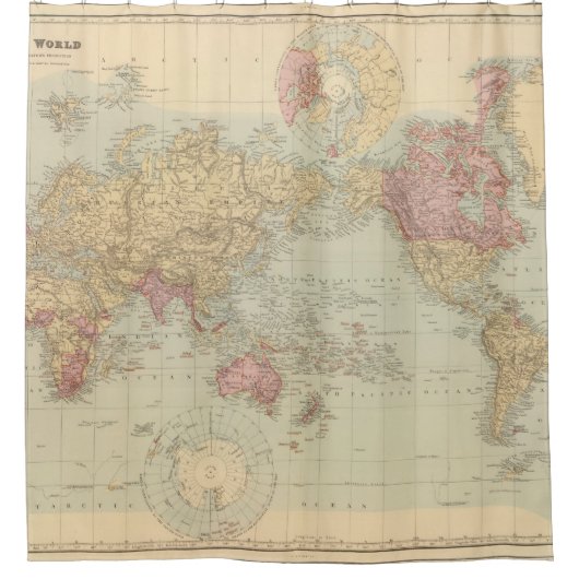 kaart van de wereld (1901) douchegordijn (Voorkant)