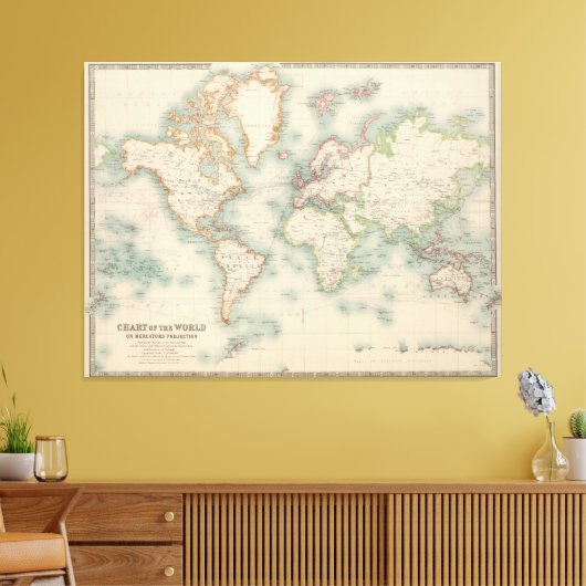  kaart van de wereld (1911) canvas afdruk (Insitu (Woonkamer))