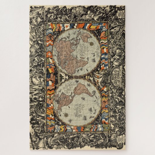  kaart van de wereld (1920) legpuzzel (Verticaal)