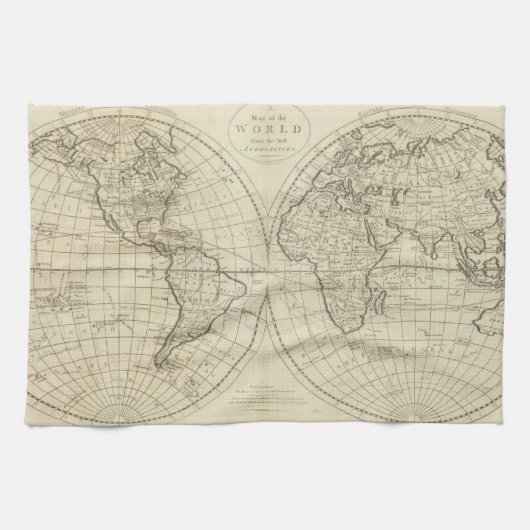 Kaart van de wereld 2 2 theedoek (Horizontaal)