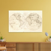Kaart van de wereld 2 canvas afdruk (Insitu (Woonkamer))