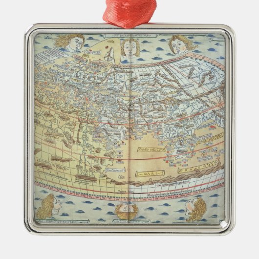 Kaart van de wereld 2 metalen ornament (Voorkant)