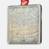 Kaart van de wereld 2 metalen ornament (Links)