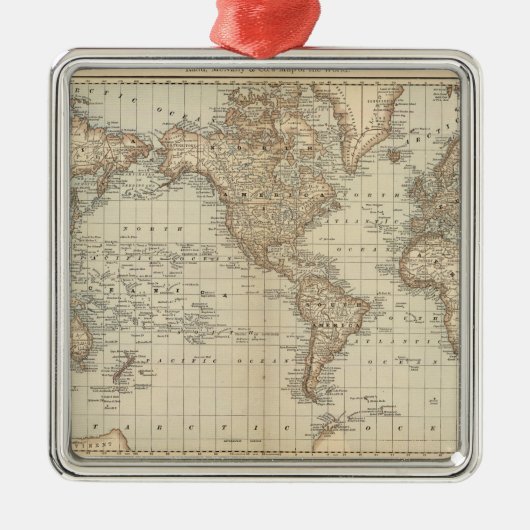 Kaart van de wereld 2 metalen ornament (Voorkant)