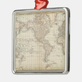 Kaart van de wereld 2 metalen ornament (Links)