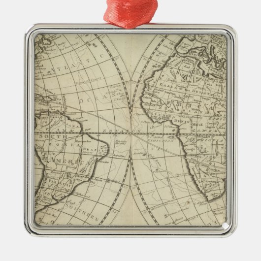 Kaart van de wereld 2 metalen ornament (Voorkant)