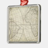 Kaart van de wereld 2 metalen ornament (Links)
