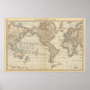 Kaart van de wereld 2 poster
