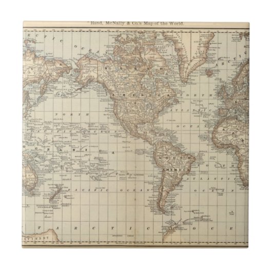 Kaart van de wereld 2 tegeltje (Voorkant)