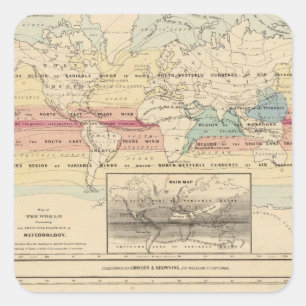 Kaart van de wereld 2 vierkante sticker