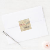 Kaart van de wereld 2 vierkante sticker (Envelop)