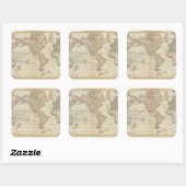 Kaart van de wereld 2 vierkante sticker (Vel)