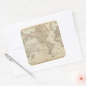 Kaart van de wereld 2 vierkante sticker (Envelop)