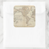 Kaart van de wereld 2 vierkante sticker (Tas)