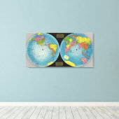 Kaart van de wereld 4 canvas afdruk (Insitu (Houten vloer))