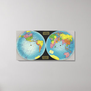 Kaart van de wereld 4 canvas afdruk