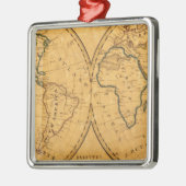 Kaart van de wereld 5 metalen ornament (Links)