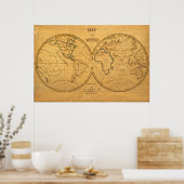 Kaart van de wereld 5 poster (Keuken)