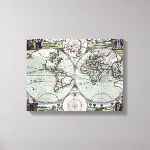 Kaart van de wereld canvas afdruk