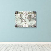 Kaart van de wereld canvas afdruk (Insitu (Houten vloer))