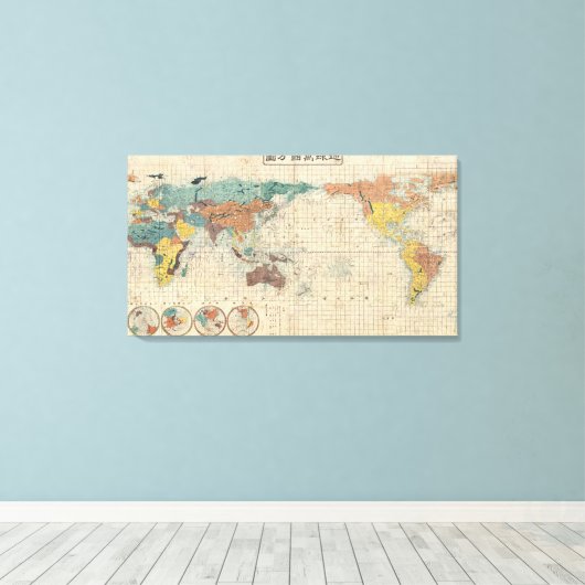  kaart van de wereld canvas afdruk (Insitu (Houten vloer))