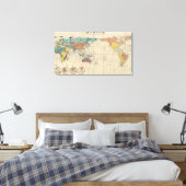 kaart van de wereld canvas afdruk (Insitu (Slaapkamer))
