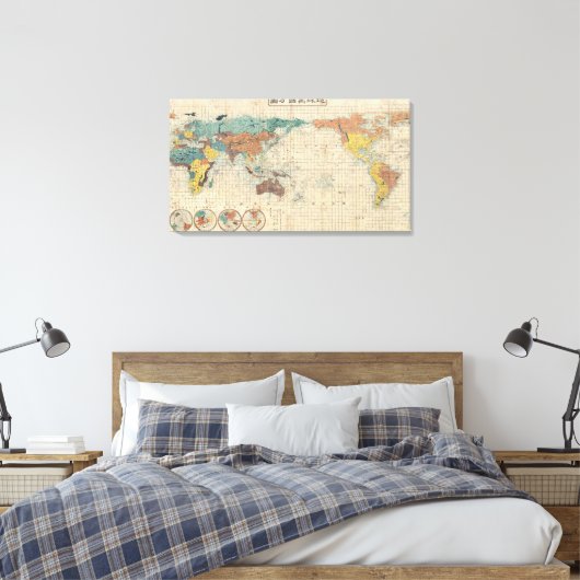kaart van de wereld canvas afdruk (Insitu (Slaapkamer))