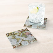 Kaart van de wereld glazen onderzetter (Schuin)