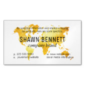 Kaart van de wereld (goud) magnetisch visitekaartje (Voorkant)