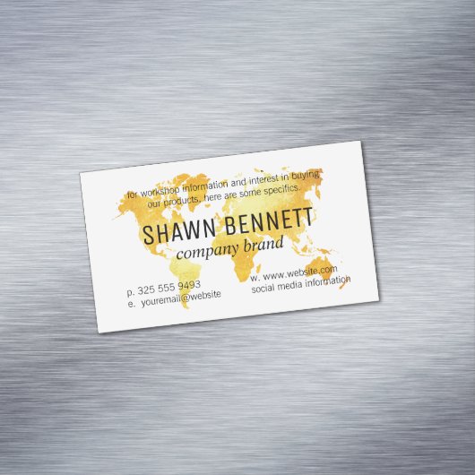 Kaart van de wereld (goud) magnetisch visitekaartje (Voorbeeld)