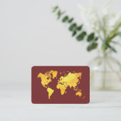 Kaart van de wereld (goud / rood) visitekaartje (Staand voorkant)