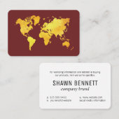 Kaart van de wereld (goud / rood) visitekaartje (Voorkant / Achterkant)