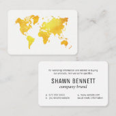 Kaart van de wereld (goud) visitekaartje (Voorkant / Achterkant)