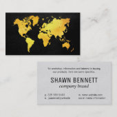 Kaart van de wereld (goud) visitekaartje (Voorkant / Achterkant)