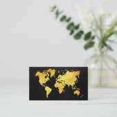 Kaart van de wereld (goud) visitekaartje (Staand voorkant)