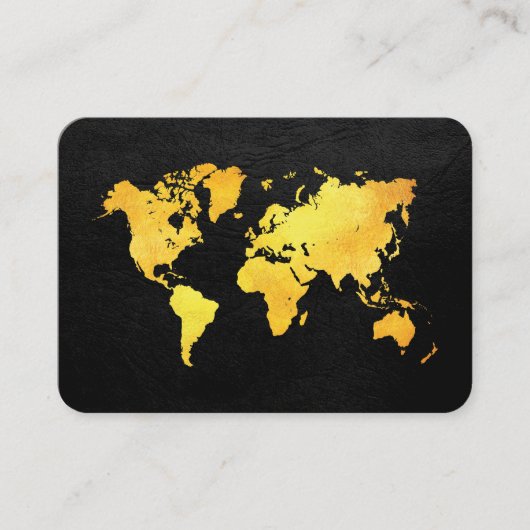 Kaart van de wereld (goud) visitekaartje (Voorkant)